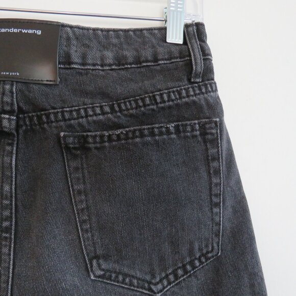 ALEXANDER WANG Bite High Rise Shorts in Gray Aged Denim Distressed - Size 27 - Picture 14 of 16